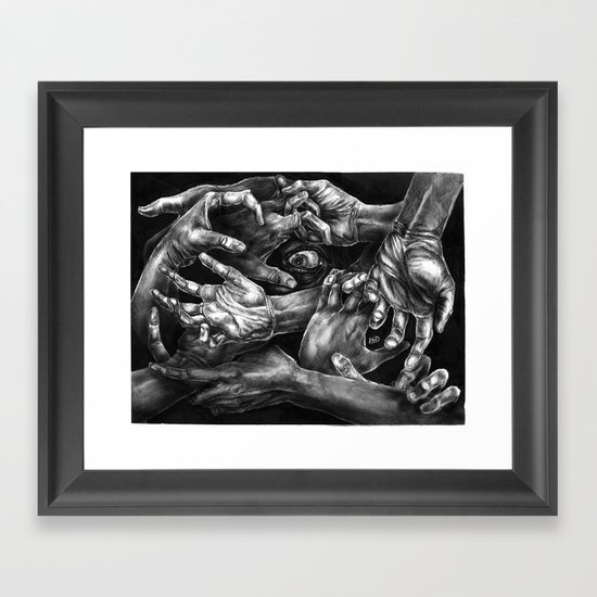 Getting Handsy (smothering, groping, hands) Framed Art Print
