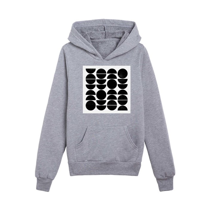 Black and White Geometric Pattern Kids Pullover Hoodie