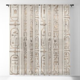 Egyptian hieroglyphs Pastel Gold Sheer Curtain