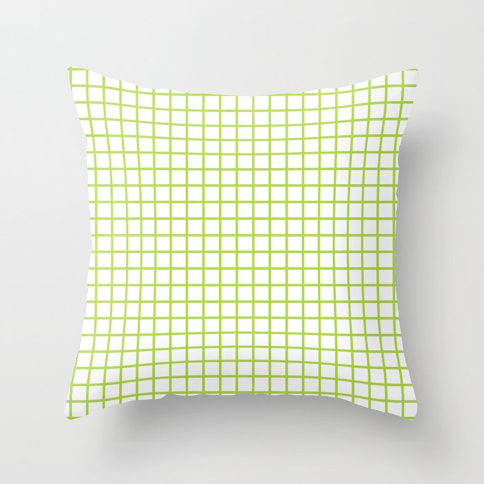 Green Grid Pattern Throw Pillow