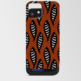 Abstract black and white fish pattern Burnt orange iPhone Card Case