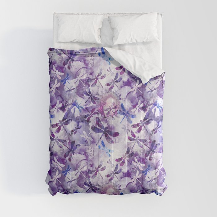 Dragonfly Lullaby in Pantone Ultraviolet Purple Comforter