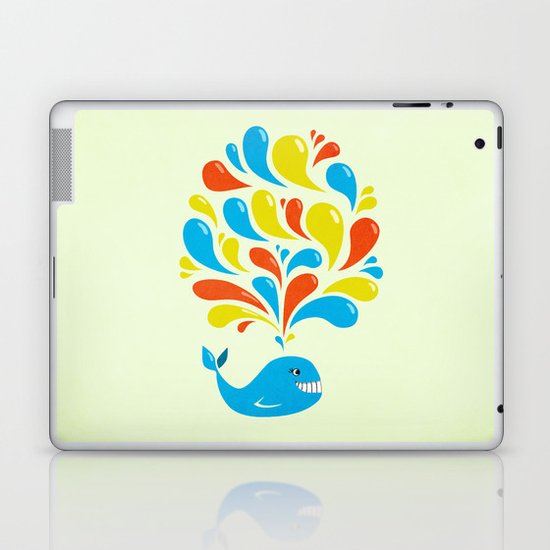 Colorful Swirls Happy Cartoon Whale Laptop & iPad Skin