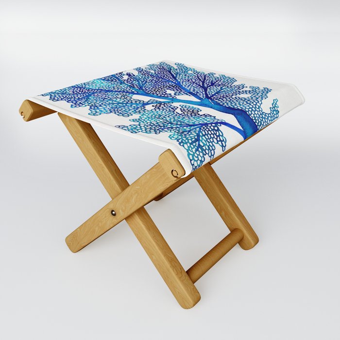 Sea Fan Coral – Blue Ombré Folding Stool