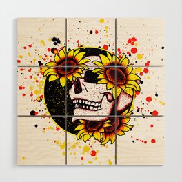 Sunflower Skull Wood Wall Art