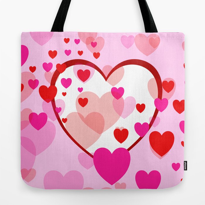 Flying Hearts pink red white Tote Bag by carmenjc