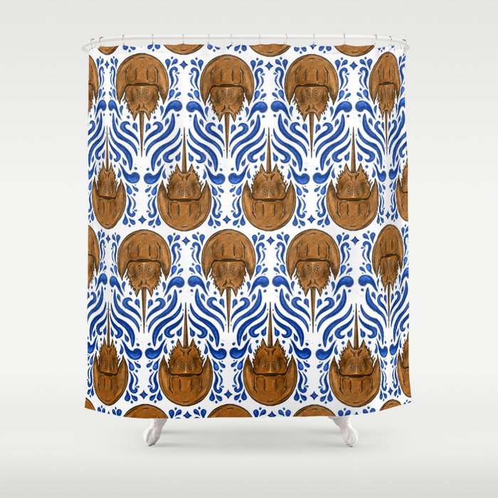 Horseshoe Crab Pattern Shower Curtain