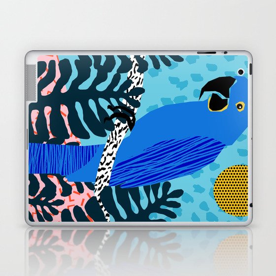 Steaz - memphis throwback tropical retro minimal bird art 1980s 80s style pattern parrot fashion Laptop & iPad Skin