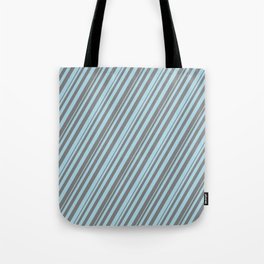 [ Thumbnail: Grey & Light Blue Colored Lines Pattern Tote Bag ]