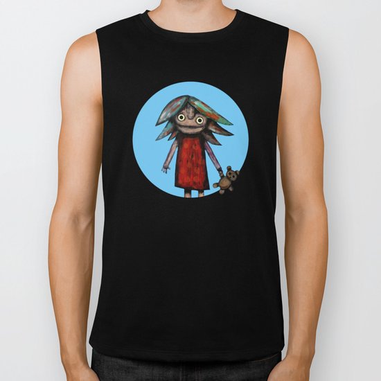 Girl vith teddy bear Biker Tank