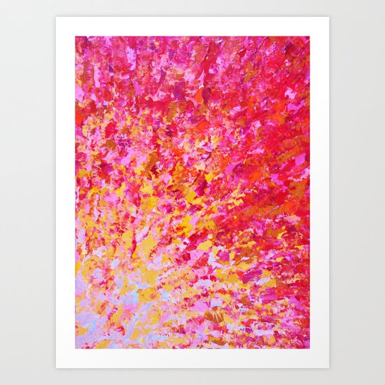 ROMANTIC DAYS - Lovely Sweet Romance, Valentine's Day Sweetheart Pink Red Abstract Acrylic Painting Art Print
