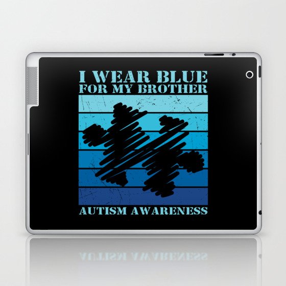 I Wear Blue For My Brother Autism Puzzle Laptop & iPad Skin