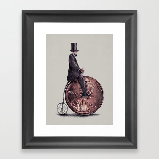 Penny Farthing (grey option) Framed Art Print
