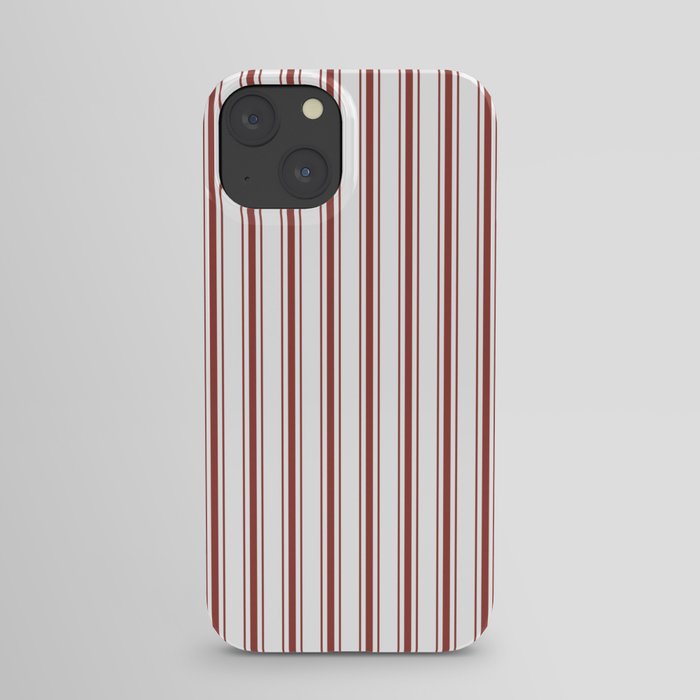 Vintage New England Shaker Barn Red Milk Paint Mattress Ticking Vertical Wide Striped iPhone Case