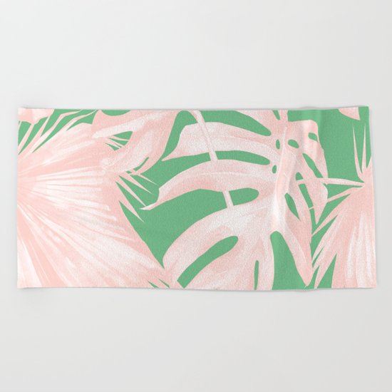 Island Love Seashell Pink + Green Beach Towel