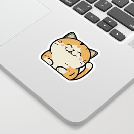 Cute Happy Cat Sticker | Add Some Feline Fun to Your Belongings Sticker