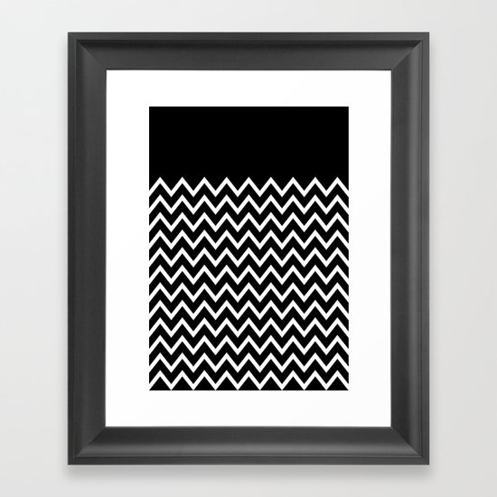White Chevron On Black Framed Art Print