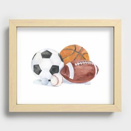 Sports Balls Watercolor Painting Recessed Framed Print