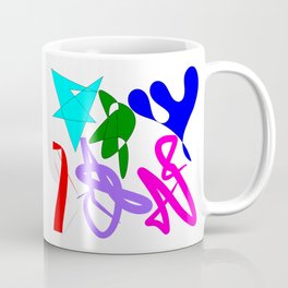 Colorful abstract designs using bezier pen on white background Mug