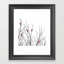Artistic Bright Red Birds on Tree Branches Framed Art Print