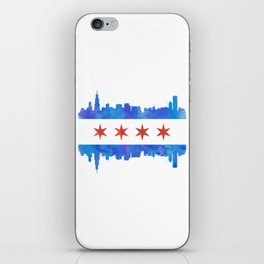 Chicago Flag Skyline Watercolor iPhone Skin