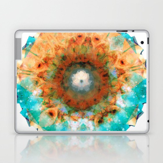 White Lotus Flower Mandala Art by Sharon Cummings Laptop & iPad Skin