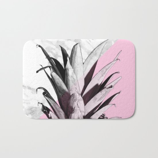 Pineapple Top Marble Pastel Pink Bath Mat