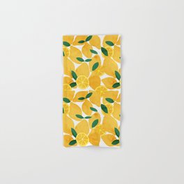 lemon mediterranean still life Hand & Bath Towel | Yellow, Pattern, Food, Nature, Digital, Flowers, Lemon, Summer, Leaf, Drawing 