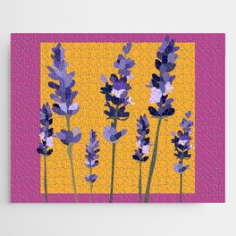 Lavender Design Pattern on Pink and Orange Jigsaw Puzzle