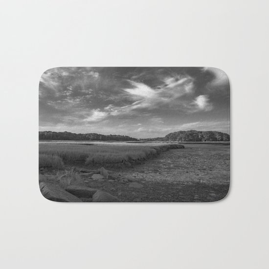 Sky and Marsh Black and white Bath Mat