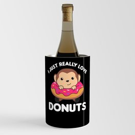Sweet Monkey Funny Animals In Donut Pink Wine Chiller