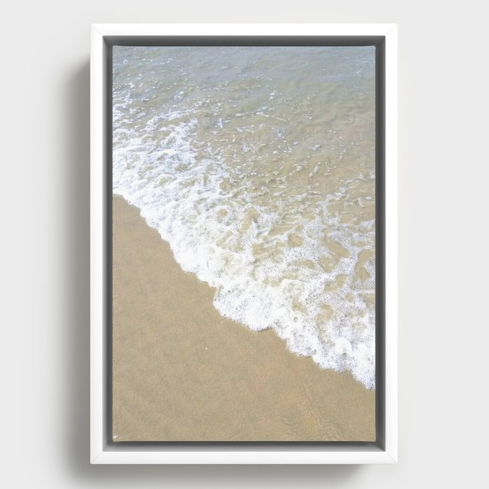 Ocean Wave On Shoreline Framed Canvas