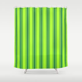 [ Thumbnail: Light Green and Sea Green Colored Lines/Stripes Pattern Shower Curtain ]