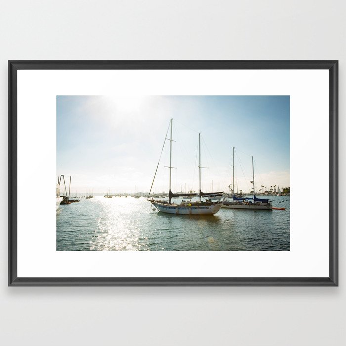Sail Boat on San Diego Waterfront Framed Art Print