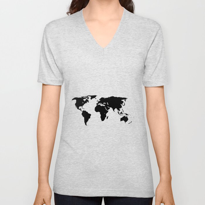 World Outline V Neck T Shirt