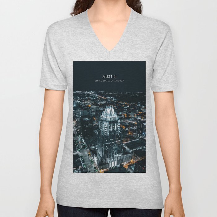 Austin Skyline Artwork V Neck T Shirt