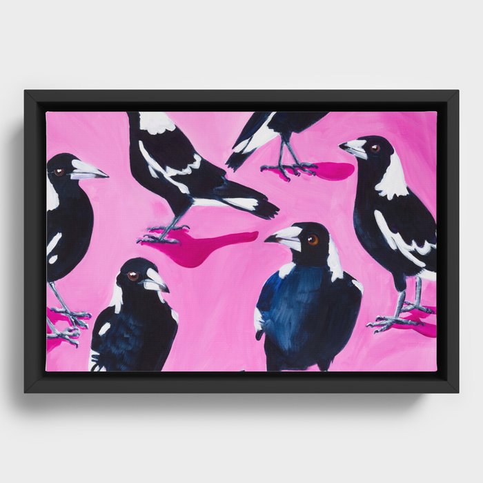 Charm of Magpies Framed Canvas