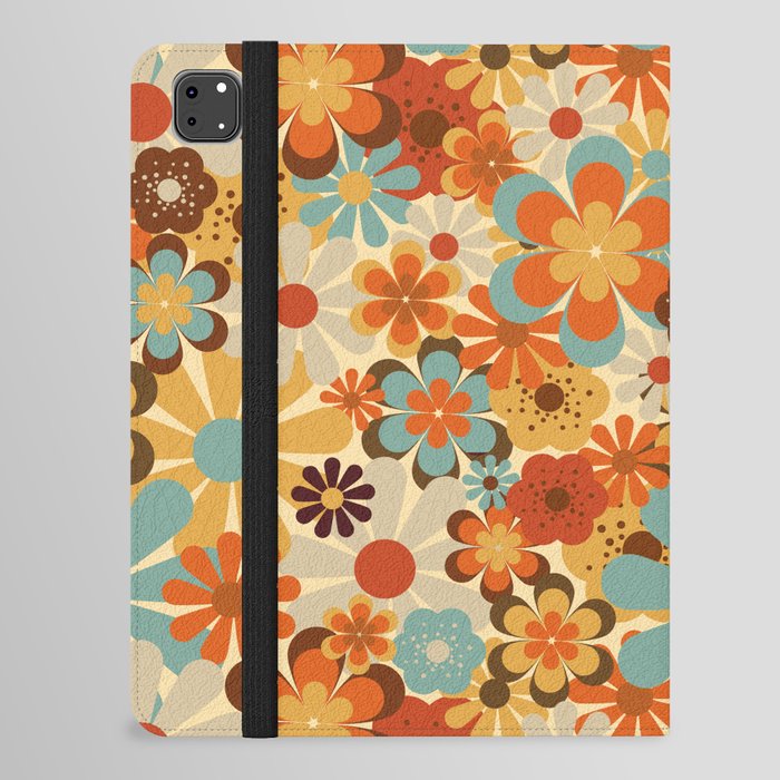70's Retro Floral Patterned Prints iPad Folio Case