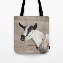 Black and white colored goat sticking out tongue, reusable tote bag Tote Bag