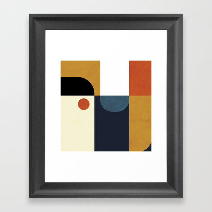 mid century abstract shapes fall winter 4 Framed Art Print