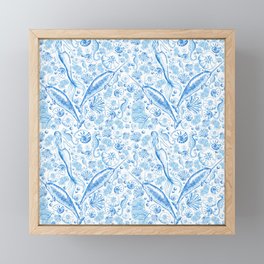Mermaid Toile - Blue Framed Mini Art Print