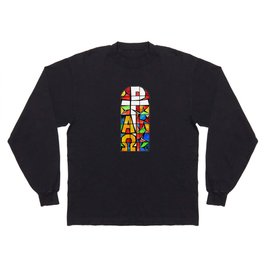 Qubism, Alpha, Omega, stained glass, abstract, square, revelation, bible, Jesus, Christ Long Sleeve T Shirt