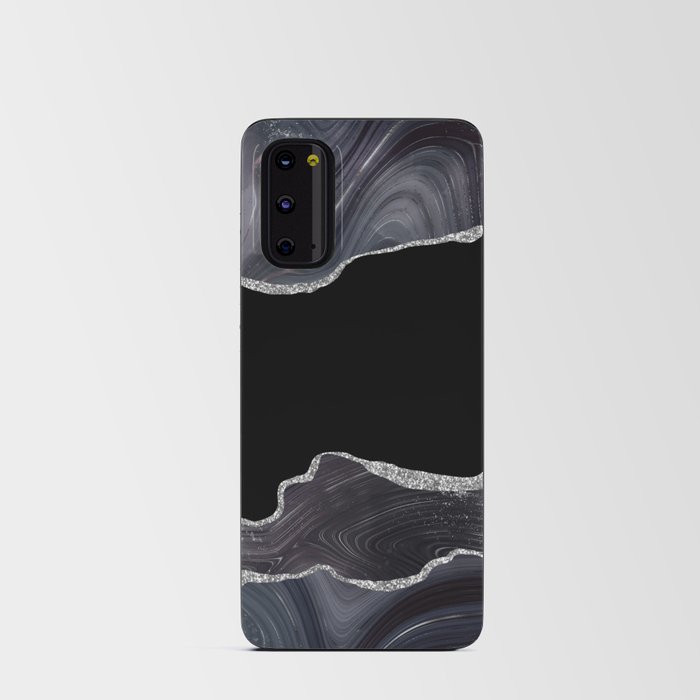 Black & Silver Glitter Agate Texture 03 Android Card Case