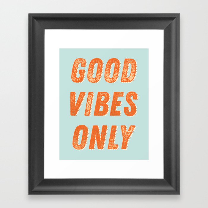 Good Vibes | Aqua and Orange Framed Art Print
