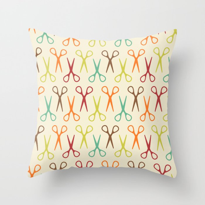 Seamless pattern with scissors Throw Pillow