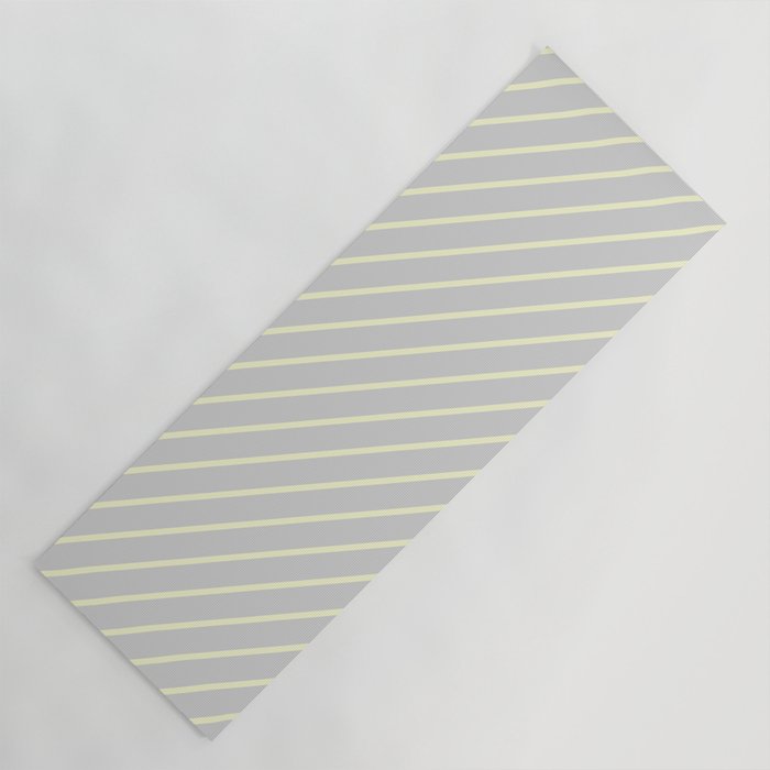 Light Gray and Light Yellow Colored Lines/Stripes Pattern Yoga Mat