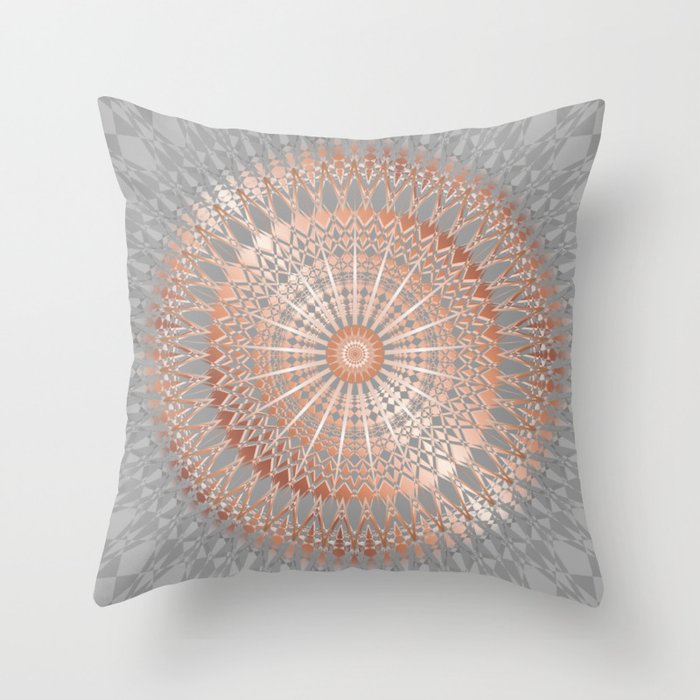Rose Gold Gray Mandala Throw Pillow By Ninabaydur Society6