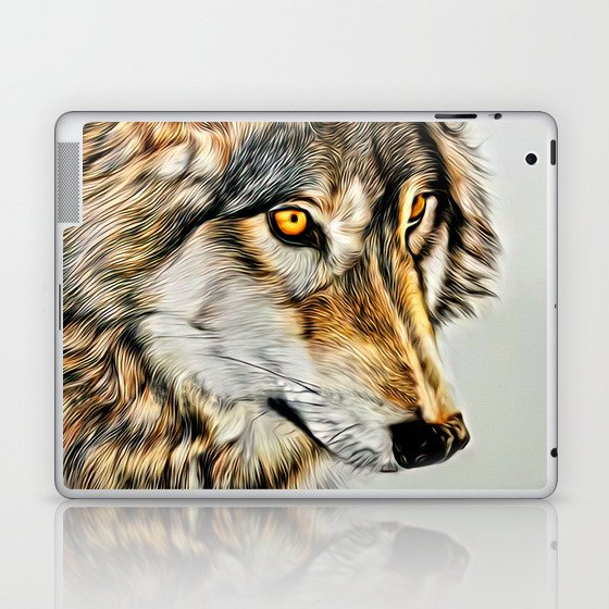 Cute Wolf in Looking Laptop & iPad Skin