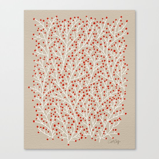Red & White Berry Branches Canvas Print