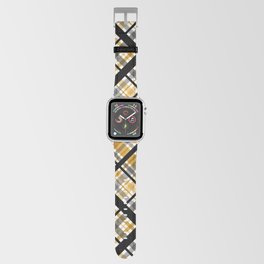 MCM Diagonal Plaid Pattern // Butterscotch, Gold, Gray, Black and White Stripes Apple Watch Band